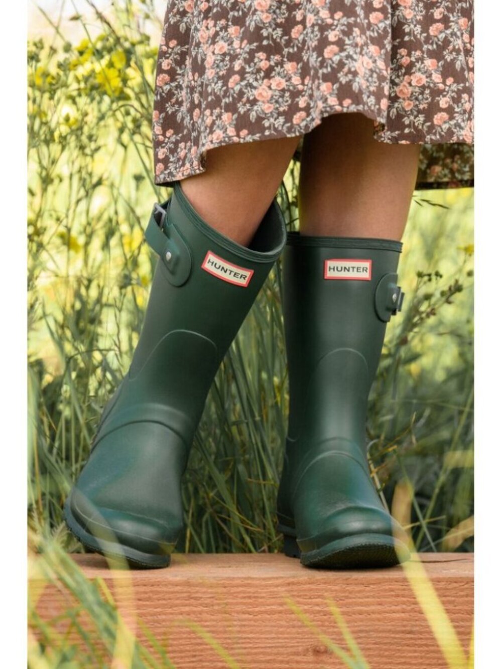 HUNTER Original Short Waterproof Rain Boot in Hunter Green Size US 10